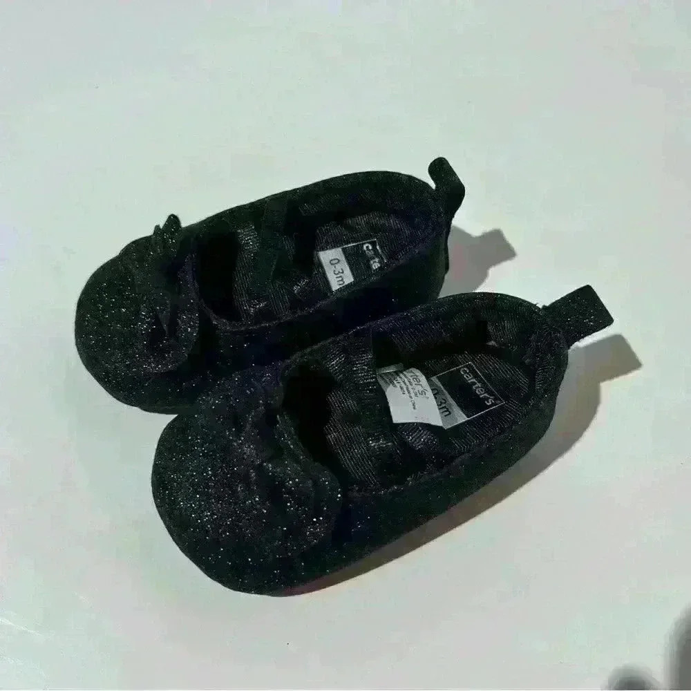 Newborn Black Sparkle Dress Shoes